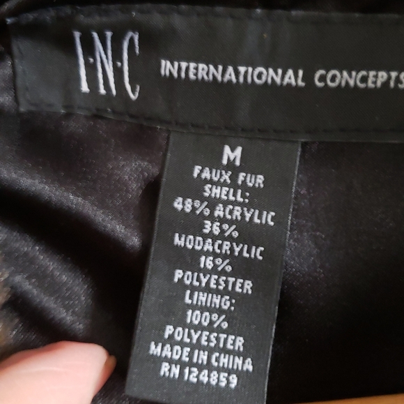 INC Faux fur Coat, Brown and black, Size Medium. - Picture 2 of 5